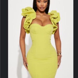 Elegant Ruffled Yellow Dress